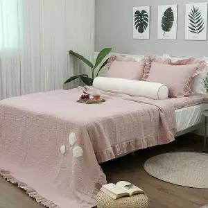 [NS홈쇼핑][르헤브] 데이지 뱀부 3중직 프릴 홑이불 토퍼 세트 Q[35836687]