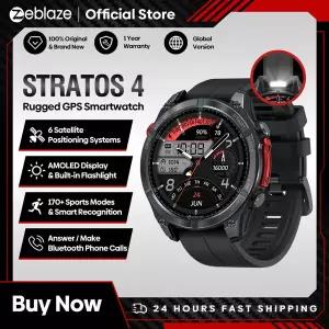 Zeblaze Stratos 4 GPS 스마트 시계 1.43 AMOLED 디스플레이 내장 나침반 기압 고도계 손전등 음성 통화 S