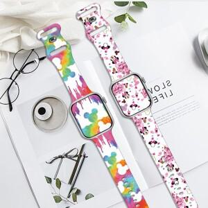 디즈니 컬러풀 미치 실리콘 프린트 스트랩 애플 워치 11 10 9 8 밴드 교체 가능한 워치밴드 iWatch 46mm