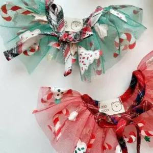 [반려] 리본 메탈트리 1P 애견 케이프 레이스 강아지 반다나