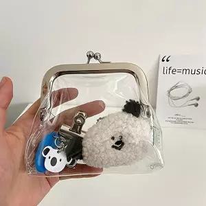 WL 투명 PVC 똑딱이 카드 동전 지갑 파우치 클러치 용돈 엔화 지갑