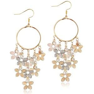 ANDPI 보헤미안 롱 컬러풀 샹들리에 태슬 플라워 댕글 드롭 후프 귀걸이 여성용