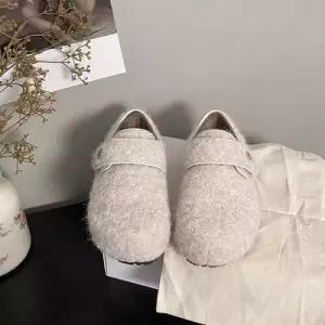 여성용 모직 봄 캐주얼 플랫 슈즈 체크 이른 편안한 통굽 버켄 기모 단화 ST1