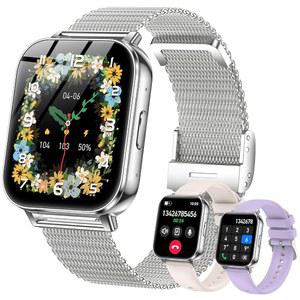 카즈넷 여성용 스마트워치, 1000mAh 배터리, 안드로이드 및 과 호환, 통화/메시지 알림 기능이 있는 1 83인치 HD 스마트워치, 110개 이상의 스포츠 모드 워치, IP68 방수 실버