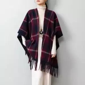 여친 니트 코트 체크 케이프 위에 봄가을 슬림핏 망토 스카프 OP3
