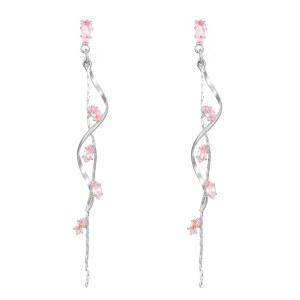 여성용 템퍼링 롱 지르콘 태슬 귀걸이 참 주얼리 반짝이는 크리스탈 트위스트 댕글 귀걸이 친구용