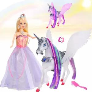 색이 변하는 유니콘 장난감이 있는 베티나 공주 인형 햇빛 아래에서 프린세스 드레스 액세서리가 11.5인치