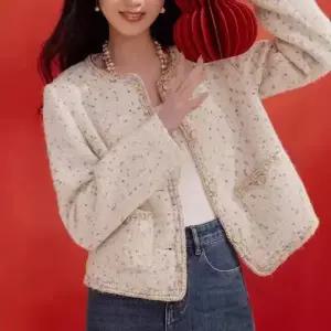 여사친 하프 봄 쇼트 땡땡이 천금감 코트 톱 별빛 트위드 MF1