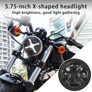 바이크 오토바이 헤드라이트 5.75인치 LED 스모크 X타입 화이트 DRL / X 앰버 레드 블루 엔젤아이 포함