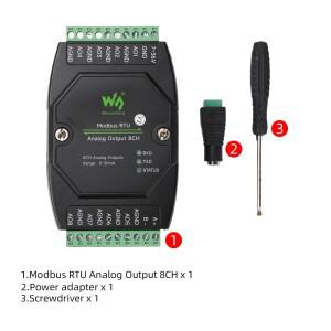 [호환품]RS485 산업용 8채널 아날로그 출력 모듈 12비트 DA 변환으로 전압 전류 동시 지원 DC 7-36V