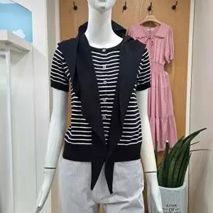 [셀러허브 1]클리지 DP01 스트라이프 니트 가디건 후드니트스카프 CQ3WKC02 (48328202)