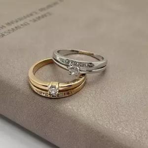 커플링 두줄 큐빅 레이어드 패션 은 반지/커플템 vgG2+8xwl