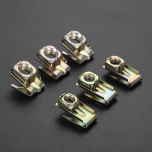 자동차 번호판 펜더용 메탈 패스너 클립 나사 플레이트 U 타입 범용 스피드 너트 6mm  8mm 10 개