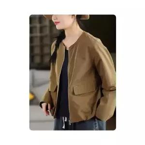 여자 봄 가디건 카디건 빈티지 면 집업 캐주얼 포켓 재킷 아우터 톱 ST1