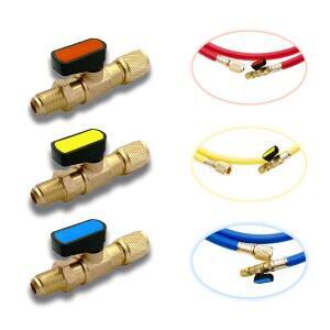 SAE 에어컨 충전 호스 AC 냉매 도구 R22 R12 R410a 스트레이트 차단 볼 밸브 어댑터 1/4 인치