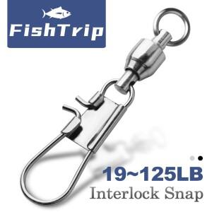 FishTrip 낚시 스냅 회전 인터록 볼 베어링 스테인레스 스틸 크로스 잠금 클립 오징어 커넥터