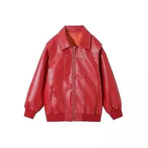 여자 가죽 자켓 재킷 미국 빈티지 외투 레트로 루즈핏 복고풍 스타일 봄가을 BE1