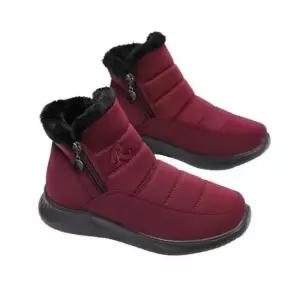 패딩신발 여성용 혹한기 패딩 방한슈즈-와인 털부츠