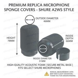 [호환품]교체용 쉘러 SM57 A2WS 폼 마이크 윈드스크린 팝 필터 (메탈 베이스 포함) 대형 블랙 스폰지 커버