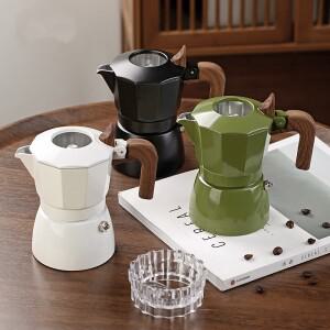 더블 밸브 모카포트 에스프레소 커피 메이커 알루미늄 스틸 빈 뚜껑 100ml (2컵) 커피포트 머신 도구