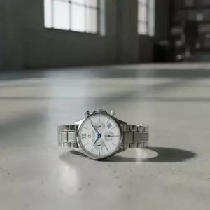 몽크로스 남성 크로노그래프 메탈 손목시계 41mm MS3870M-WT