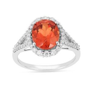 엄마를 위한 고급 보석 피치 패드파라드샤 사파이어 타원형 헤일로 링 - 실험실에서 재배한 빈티지 보석 분할 밴드 타원형 사파이어 링 어머니의 날 선물