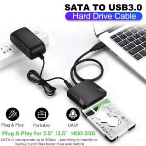 [호환품]USB 3.0 to SATA 어댑터 케이블 3.5/2.5 인치 SSD HDD III 하드 드라이브 디스크 지원 UASP 1.1/2.