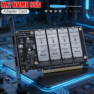 [호환품]PCIE Express 5.0 Gen5 X16 어댑터 분배 카드 4X NVME M.2 NGFF SSD 확장 하드 드라이브 컨버터