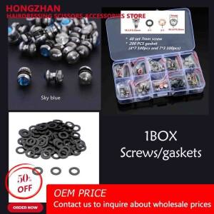 홍잔 40개 보석 나사 (헤어 가위용) + 200개 개스킷/와셔 (박스 포함) 전문가용 가위 액세서리 (이발사용)