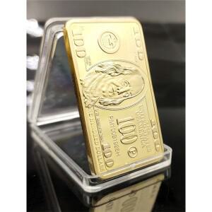 미국 100달러 금색 기념 바 메탈 코인 1개 (수집 상자 포함 수집용)