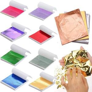 100개 메탈릭 골드 포일 리프 페이퍼 시트 금박 DIY 아트 크래프트 특별한 파티 웨딩 케이크 디저트 장식