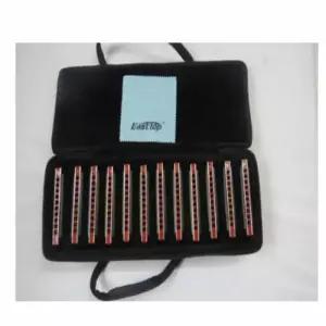 EASTTOP 하모니카 EASTTOP-블루스 하프 입 오르간 T008K 12 키 세트 음악 금속 온음계 블랙 커버 입문용 플