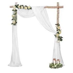 AT02-2PCS 웨딩 아치 드레이핑 패브릭 29.5 X 19.6Ft 결혼식 흰색 쉬어 쉬폰 커튼 커튼