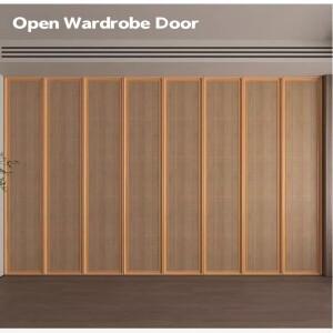 선로드 맞춤 제작  슬라이딩 셔터 도어 - 개방형 옷장용 직조 대나무 & 원목