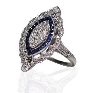 AZQ 빈티지 925 스털링 실버 샤이니 풀 다이아몬드 보석 반지 18K 골드 큐빅 지르코니아 사파이어 칵테일 링 CZ 다이아몬드 멀티 로우 링 여성용 영원한 약혼 결혼 반지 Z.130 (미국 코드 7)