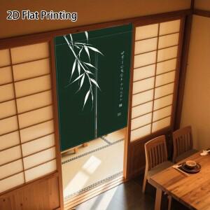 대나무 가지 문 커튼 커튼  녹색 배경 서예 예술 젠 스타일 반쪽 패널 룸 디바이더 관리가 용이함