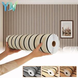 인조 나무 슬랫 벽지 미니멀리스트 셀프 접착식 벽 스티커 (거실 다이닝룸 이발소 호텔 포인트 벽용)