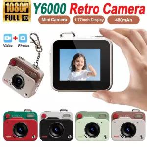 레트로캠코더 빈티지 카메라 비디오 Y6000 썸 HD 1080P 레트로 미니 휴대용 스크린 플래시 램프 캠 야외 여