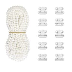 앤트플라이 10미터(32.8피트) 롤러 블라인드 비드 체인 코드 로마 베네치아 벌집 수직 그늘 블라인드 코드, 롤러 블라인드 교체 부품 흰색(정상 버전)을 위한 10개의 PCS 커넥터 포함