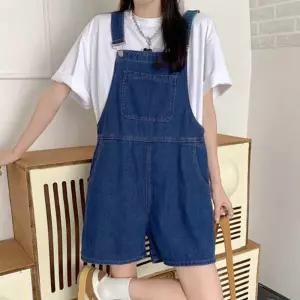 여성 데님 멜빵 반바지 진청 1P 레이어드 팬츠 패션 OPs1+8AkR