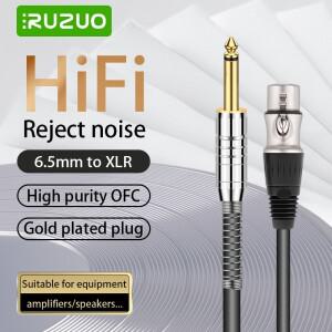 RUZUO HIFI 마이크 케이블 XLR 3 핀-잭 6.5mm Aux 6.5mm-XLR 암 플러그 스피커 믹서 앰프용 1M 2M 3M 호환
