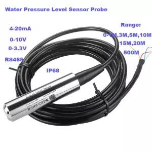차압계 0-500M 범위 정수압 레벨 트랜스미터 4-20mA 0-10V 0-33V 출력 수압 센서 프로브 0-5M 10M 15M 20M