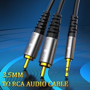 CHOSEAL 3.5mm ~ 2RCA 오디오 케이블 Aux - 헤드폰 남성-남성 잭 어댑터 Y 스플리터 스마트 호환폰용 보조