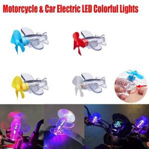 [호환품]1/2개 바람으로 작동하는 LED 비행기 프로펠러 바이크 오토바이 및 자동차 전기  조명 백미러 회전