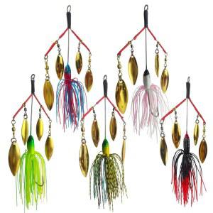 무료 피셔 5Pcs 베이스 스피너 미끼, 베이스 낚시용 스피너 미끼 하드 메탈 버즈 미끼, 트라우트 연어 파이크용 고반사 앨라배마 수영 미끼