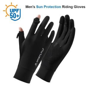 남성용 사이클링 장갑 자외선 차단 여름용 아이스 실크 러닝 손가락 끝 플립탑 낚시 미끄럼 방지  하이킹