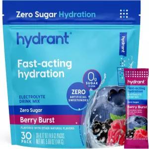 하이드런트 하이드레이트 제로 설탕 개별 전해질 분말 스틱 패킷과 및 베리 버스트 30 카운트