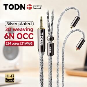 TODN 하이엔드 16 코어 6N OCC 실버 도금 도체 업그레이드 이어폰 케이블 MMCX/2Pin 4.4mm/3.5mm Aux 잭 카