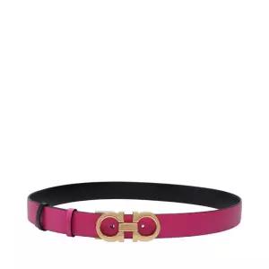 [명품]  100 핑크  블랙 카프스킨 더블 간치니 금장 리버서블 여성 벨트 23 ..