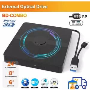 CD롬 플레이어 USB 30 외장 블루레이 드 휴대용 3D BD-콤보 CD DVD 버너 리더 노트북 PC 윈도우 1110 맥용